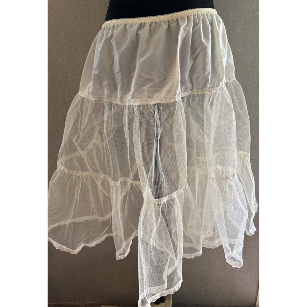 Vintage White Mel-Lin White Tulle Petticoat Crinoline, Slip Skirt Large